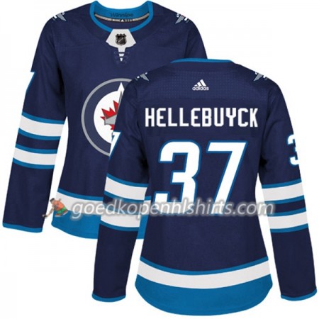 Winnipeg Jets Connor Hellebuyck 37 Adidas 2017-2018 Navy Blauw Authentic Shirt - Dames